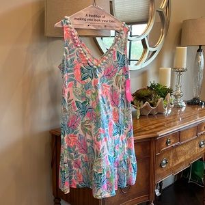 New with tags Lilly Pulitzer cotton dress with Pom Pom detail